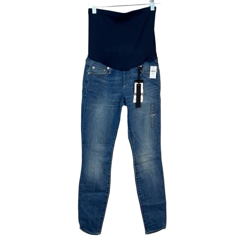 NWT Gap Maternity Skinny Jeans Full Panel sz 2 Medium Blue Wash Stretch Denim